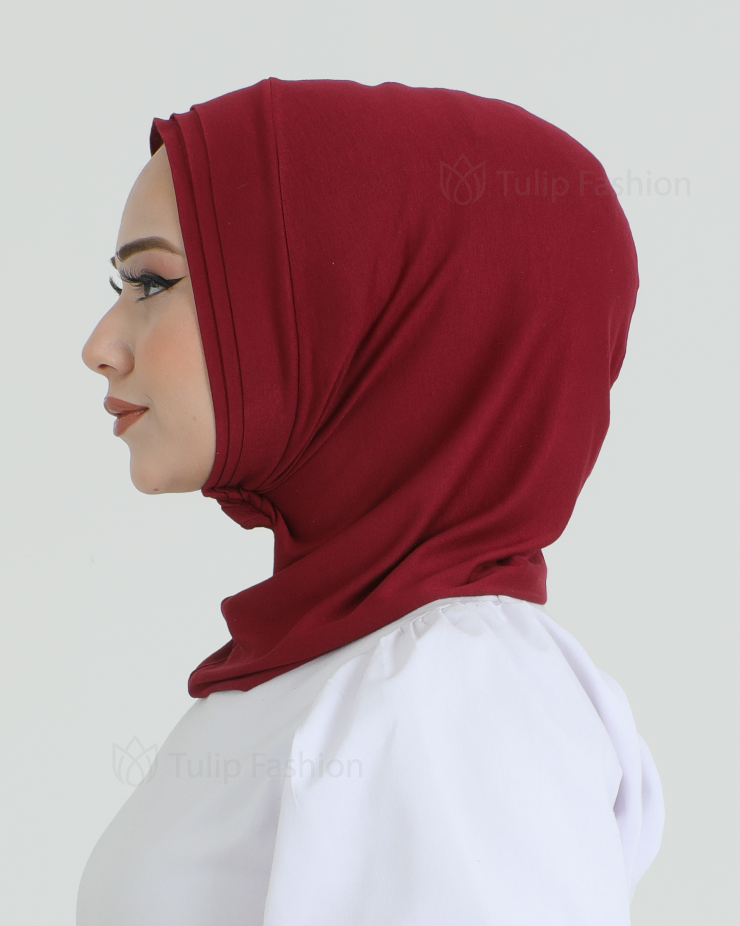 Hijab - Jersey Stripes One Piece - Maroon - 2