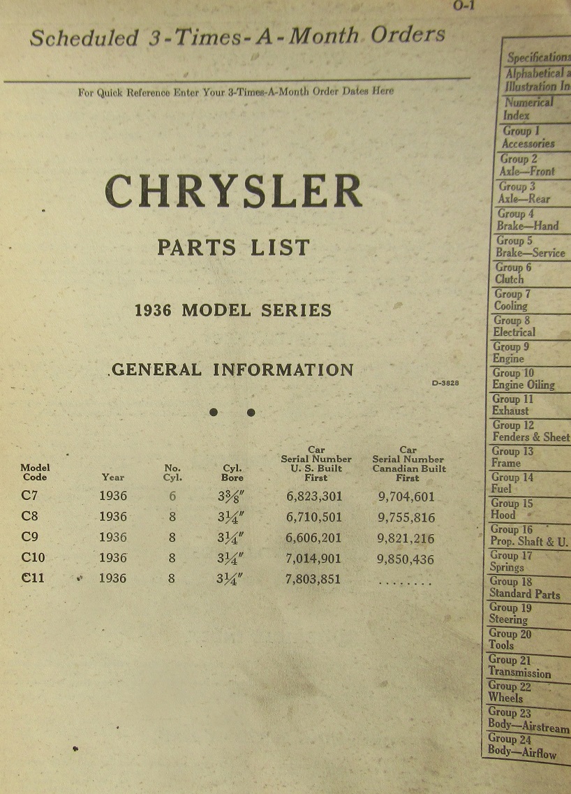 1936 Chrysler Parts List - 2