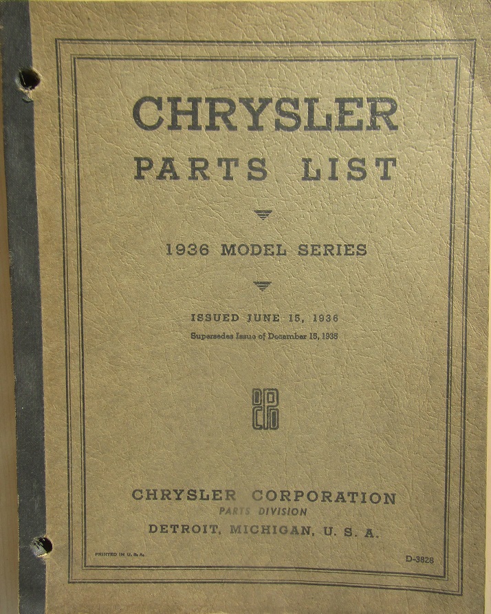 1936 Chrysler Parts List
