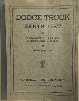 1937 Dodge Truck Parts List
