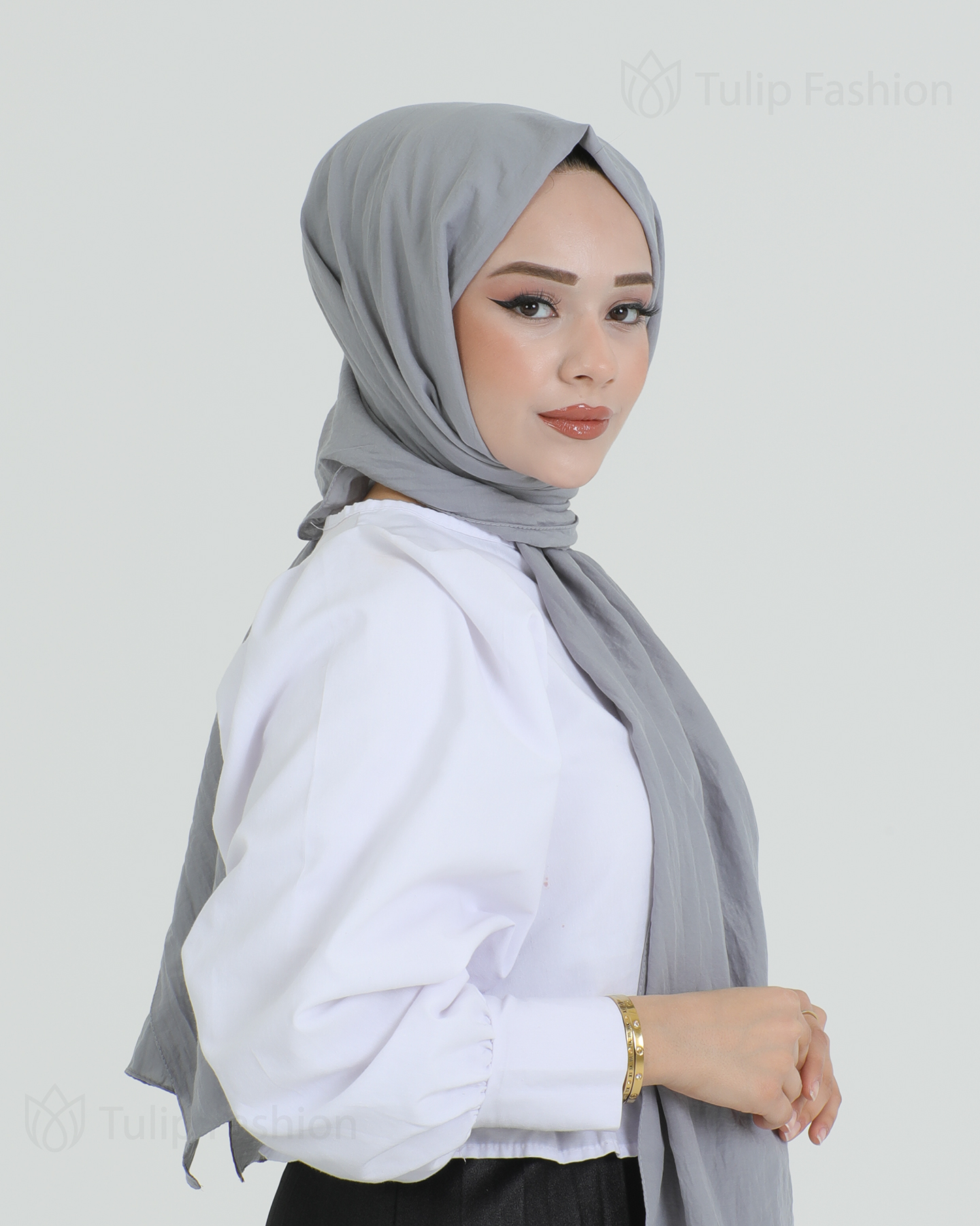 Hijab - Woven - Gray - 4