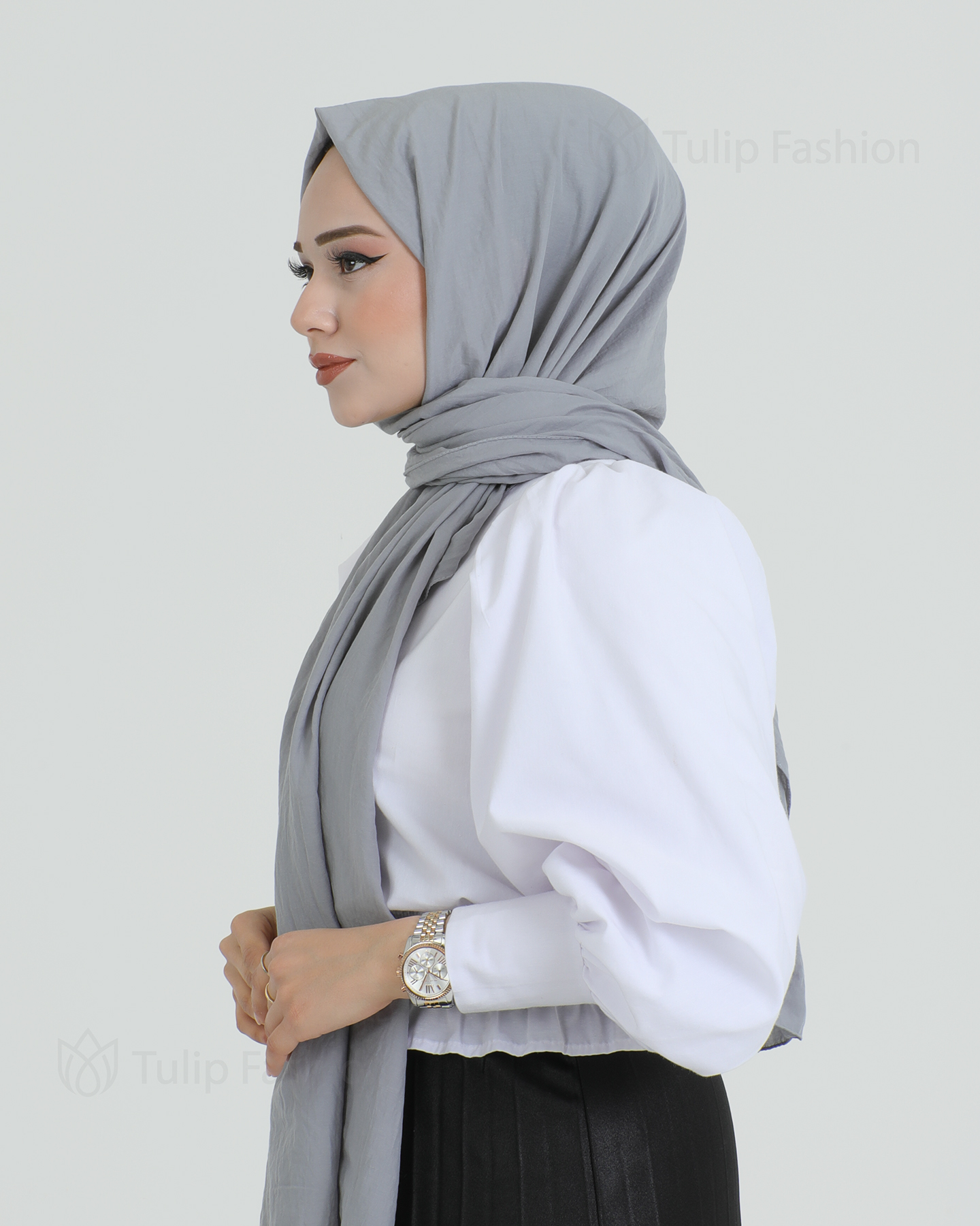 Hijab - Woven - Gray - 3