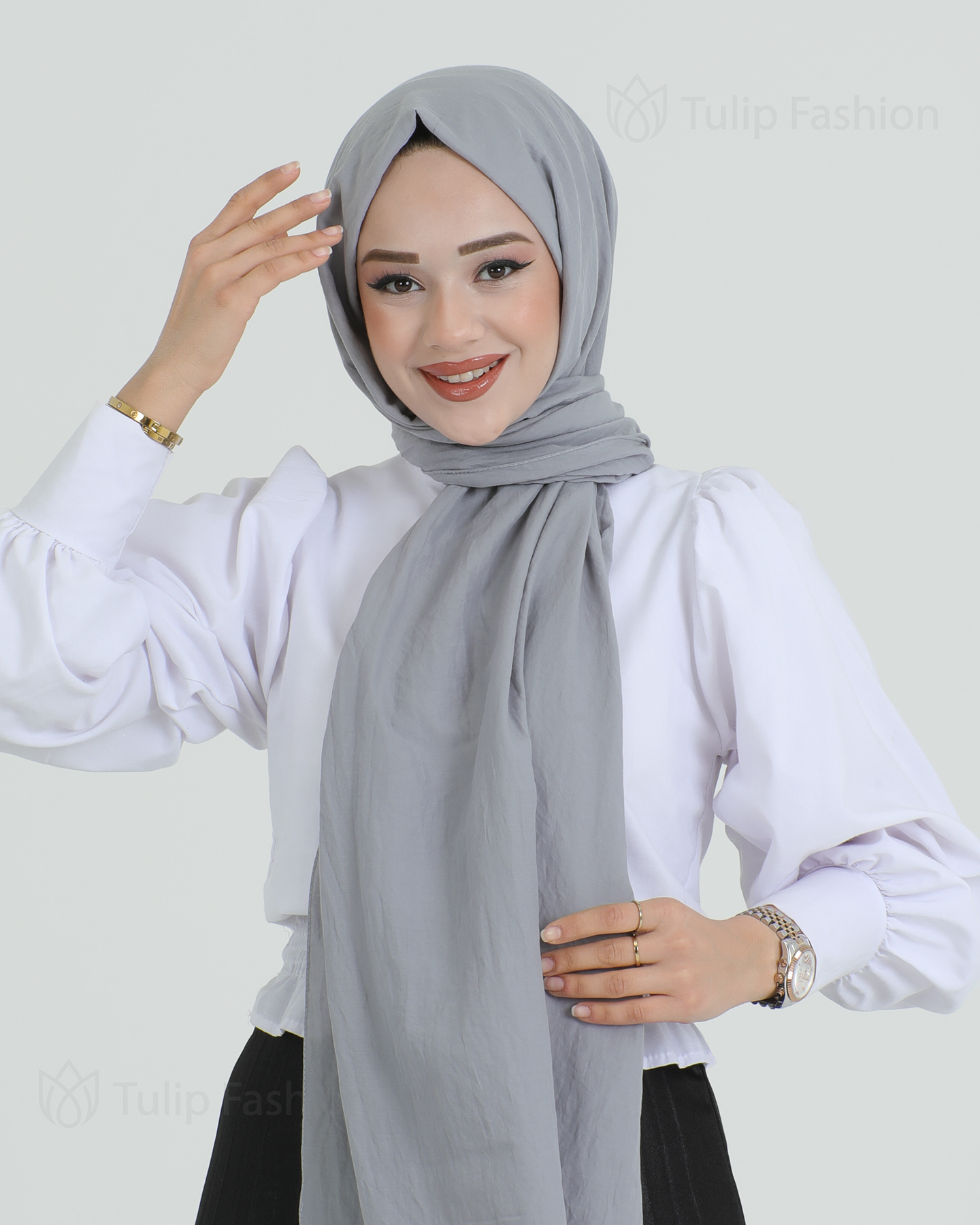 Hijab - Woven - Gray - 2