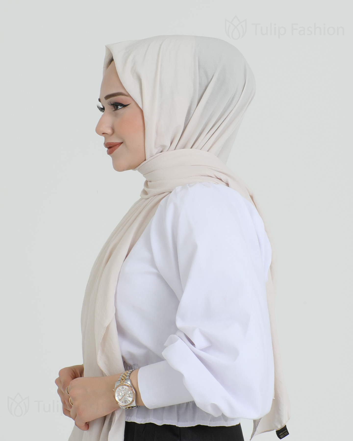 Hijab - Woven - Light Beige - 2
