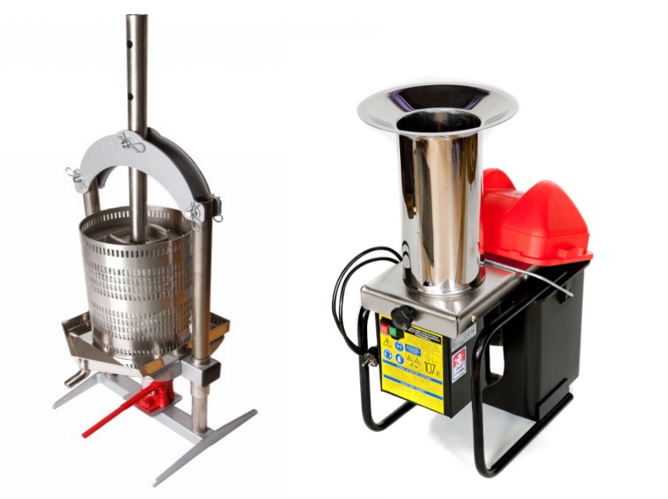 hydraulische fruitpers Vares 18L & elektrische fruitmolen Fruit Shark