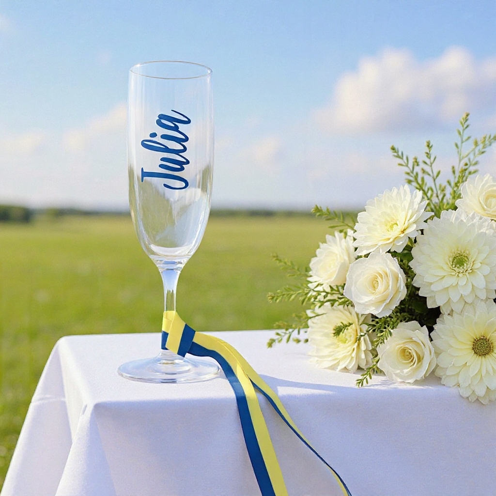 Champagneglas-halsband - Valfritt namn - 2