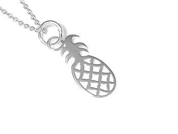 Ananas Halsband i Äkta 925 Silver, Fruktälskare Hänge, Natur Accessoar, Exotisk Frukt Smycke
