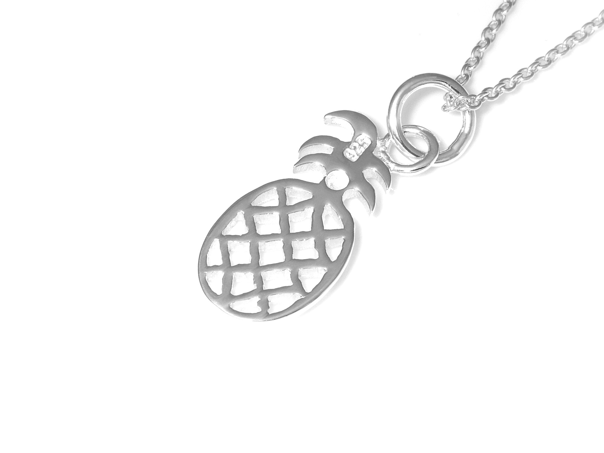 Ananas Halsband i Äkta 925 Silver, Fruktälskare Hänge, Natur Accessoar, Exotisk Frukt Smycke - 3