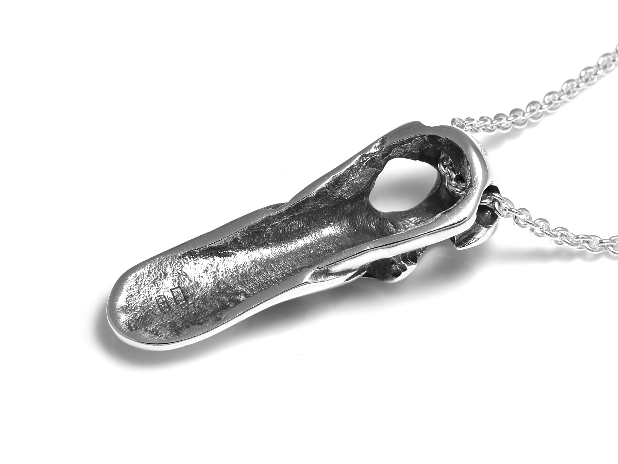 Ankskalle Halsband, Anka Döskalle Hänge, Fågelskalle Smycke i Silver - 4