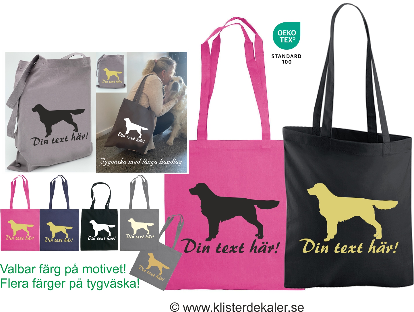 Cloth bag Golden Retriever with optional custom text