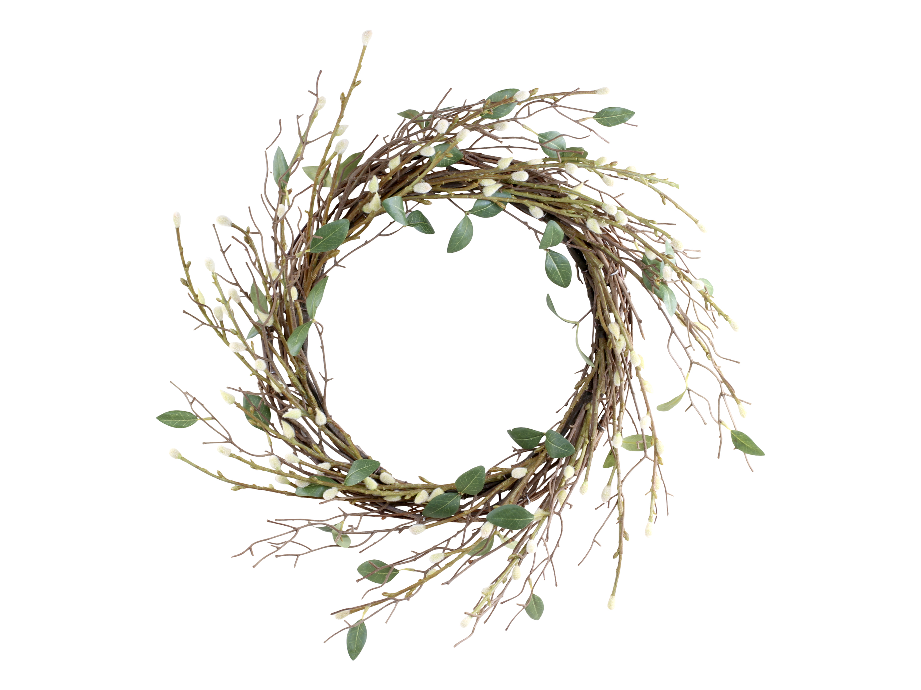 Wreath with willow & twigs - Willow catkins - Ø: 42 cm - 5