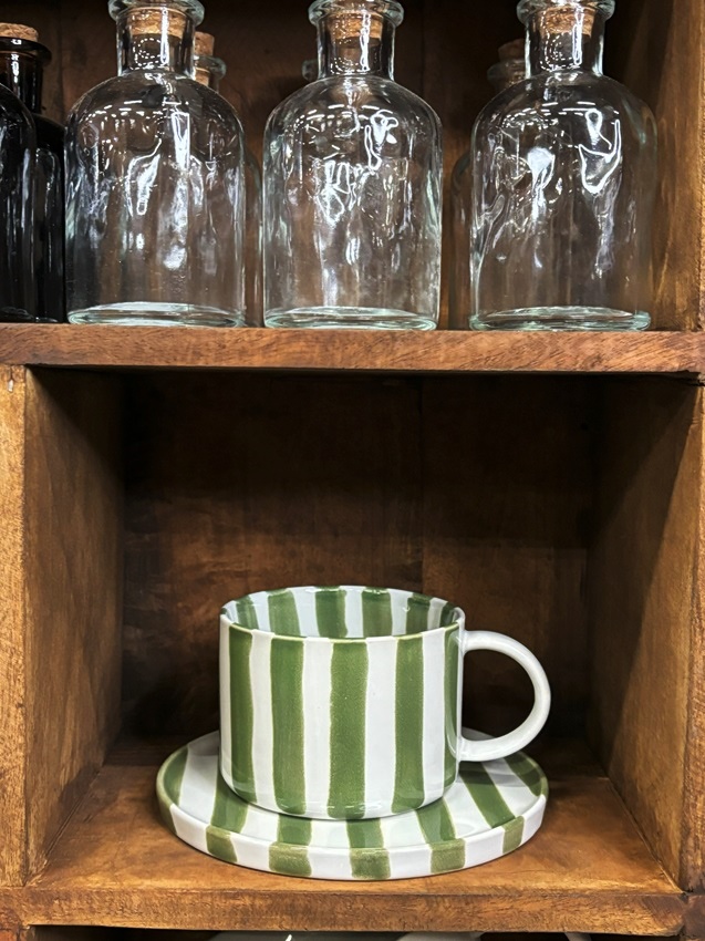 Cup with saucer - Striped - Green - 4