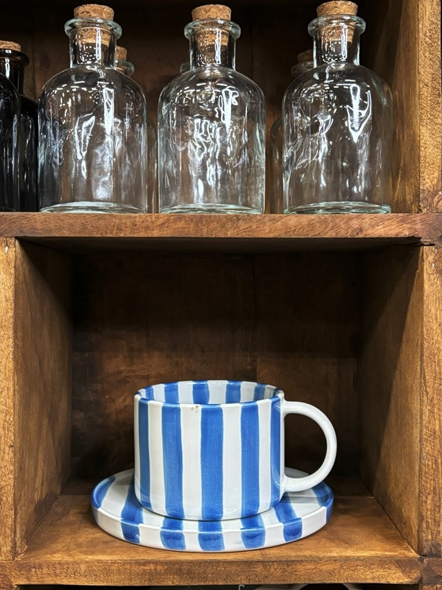 Cup with saucer - Striped - Blue - 2
