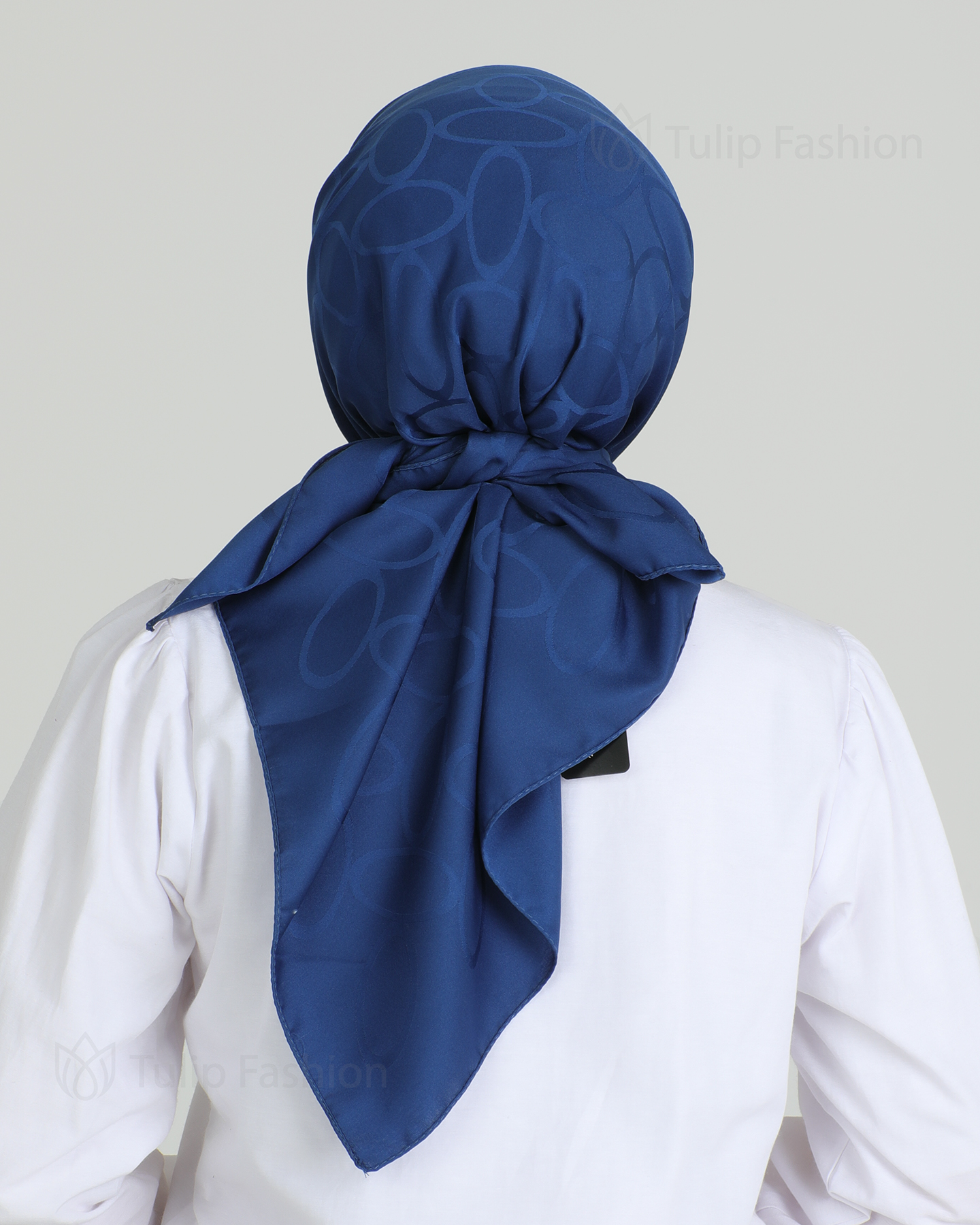 Hijab - Square Satin Leaf - Blue - 3