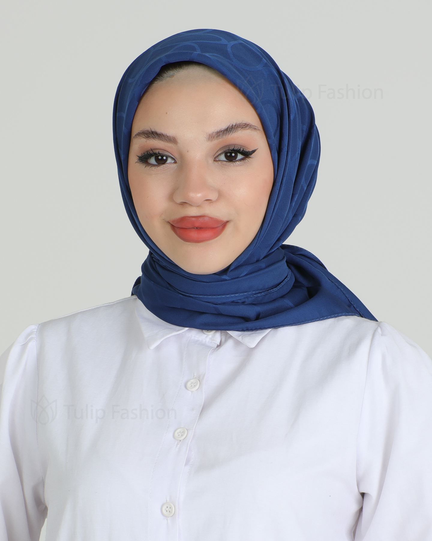 Hijab - Square Satin Leaf - Blue