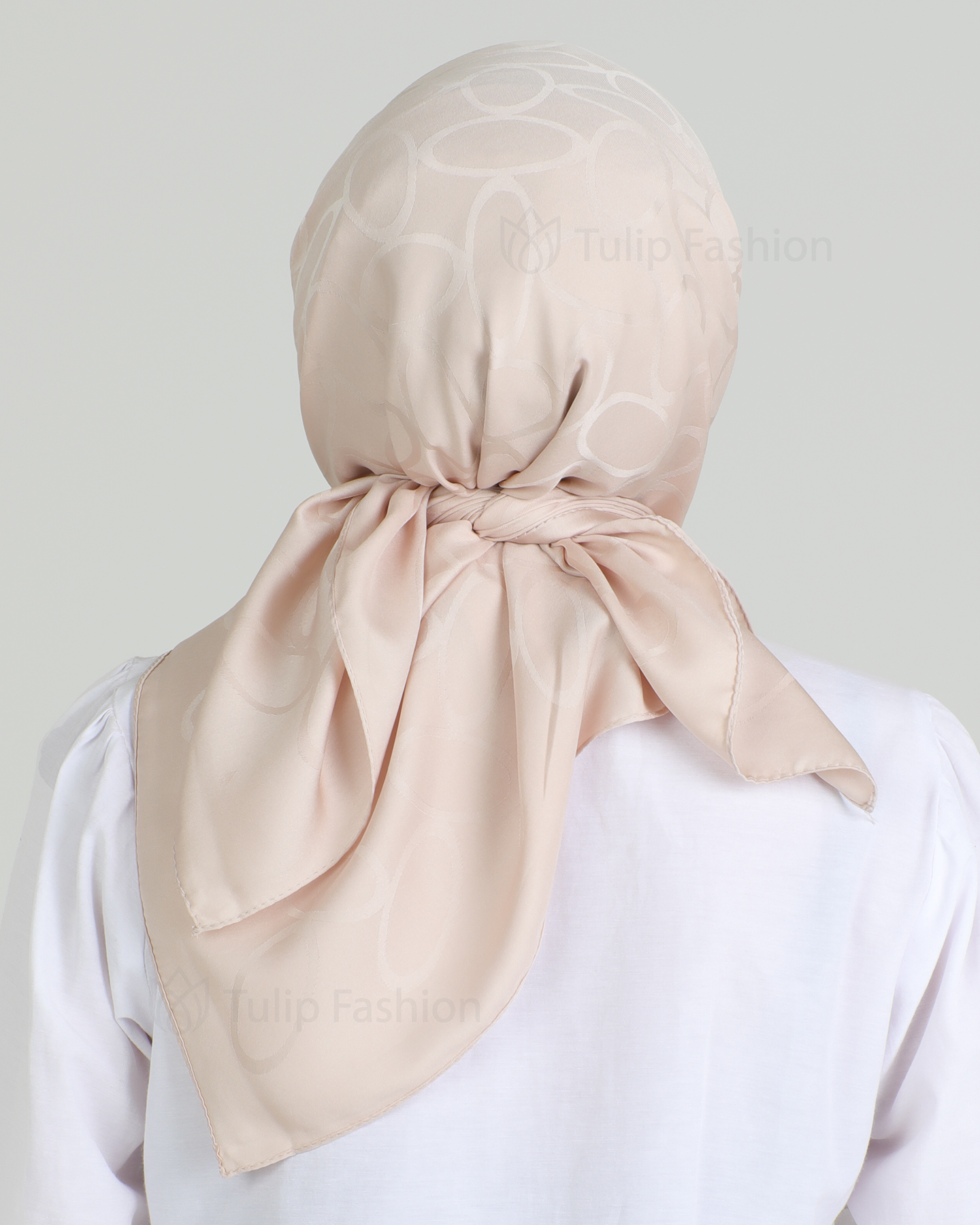 Hijab - Square Satin Leaf - Beige - 3