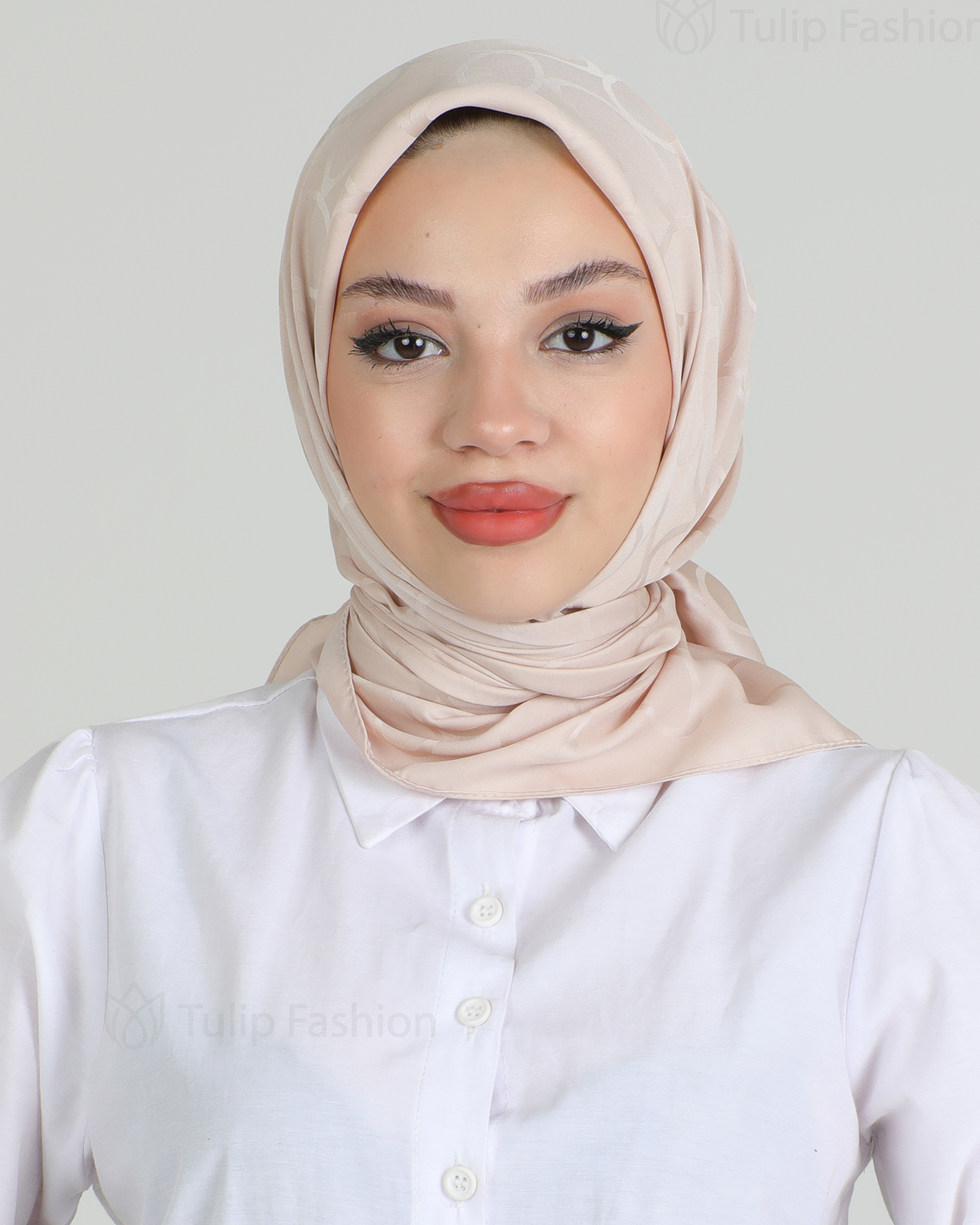 Hijab - Square Satin Leaf - Beige