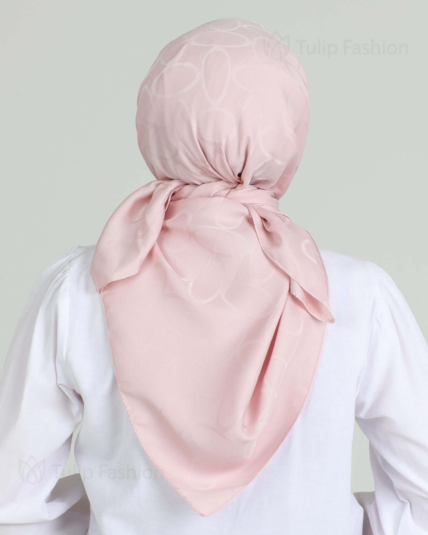Hijab - Square Satin Leaf - Light Pink - 3