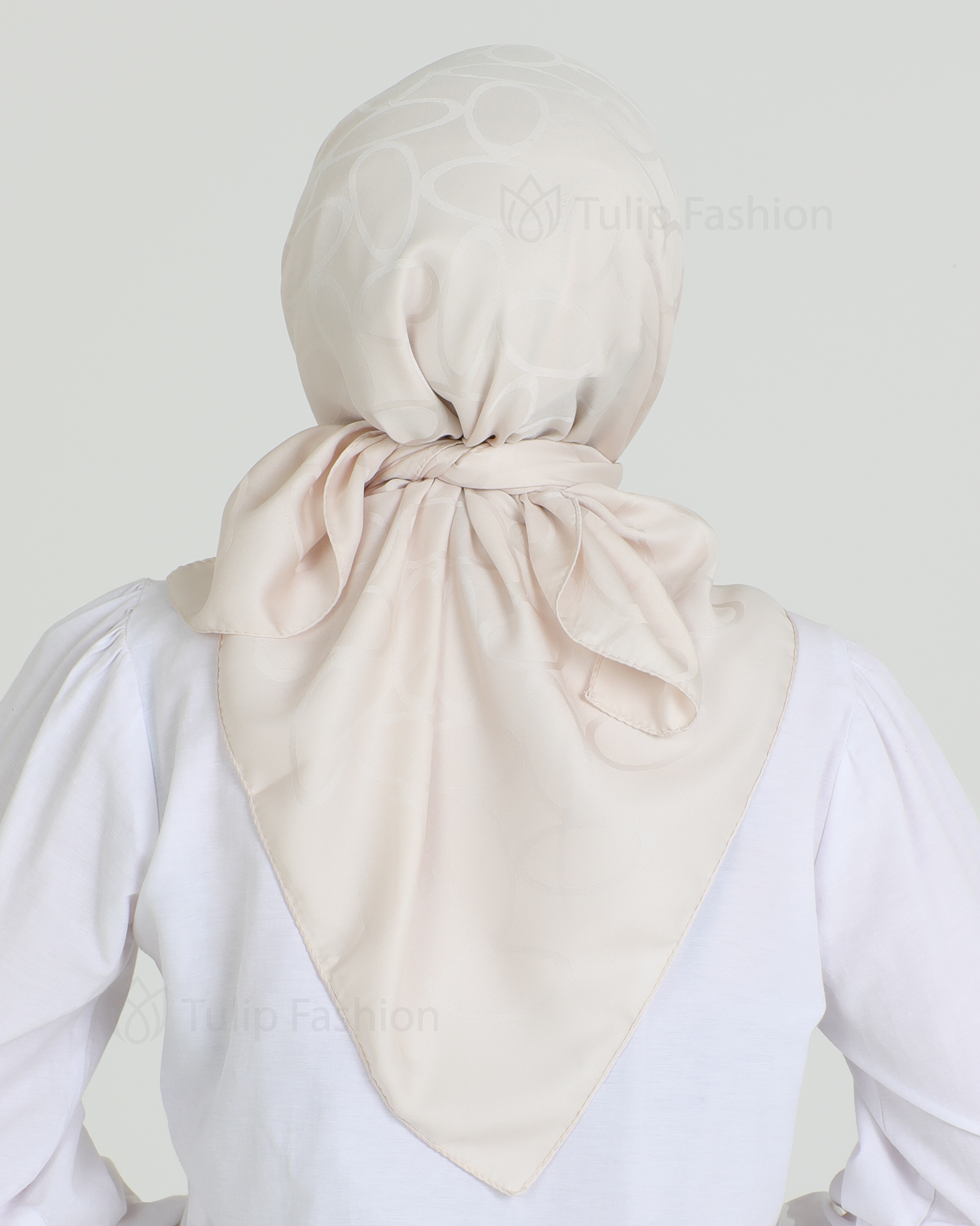 Hijab - Square Satin Leaf - Light Beige - 2