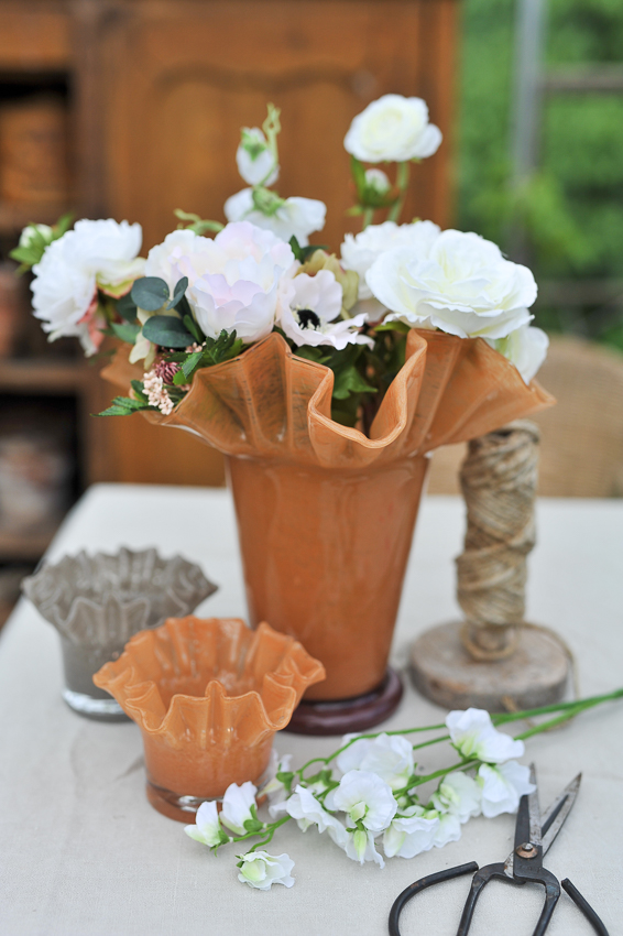 Lantern - Candle holder - Candlestick - Candle cup Peach - Glass - 14x10 cm - 11