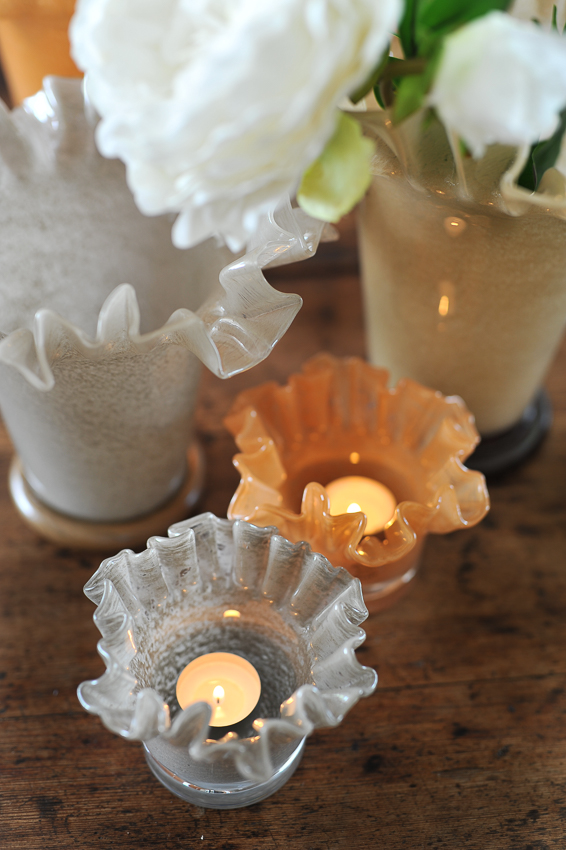 Lantern - Candle holder - Candlestick - Candle cup Peach - Glass - 14x10 cm - 10