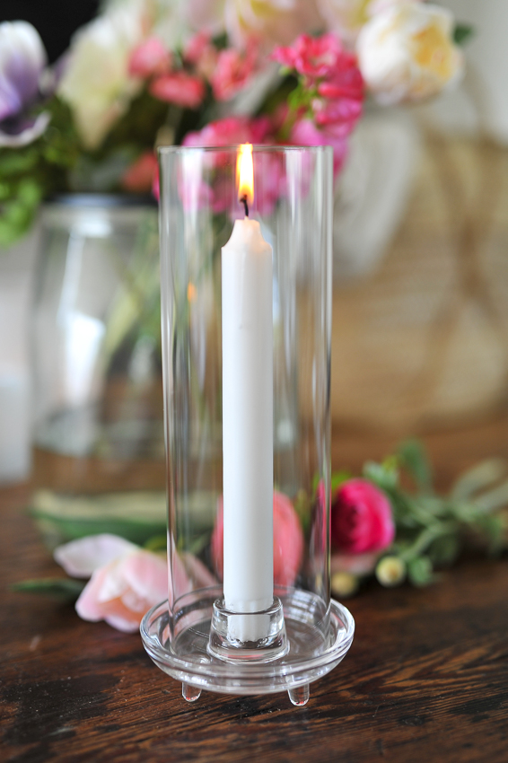 Lantern - Candle holder for crown candles - Glass - 25.5x10 cm - 3