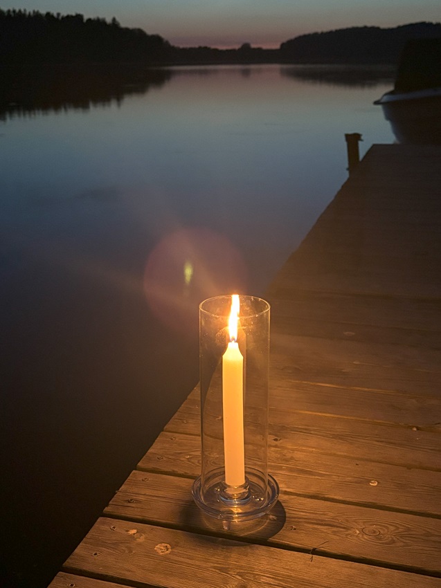 Lantern - Candle holder for crown candles - Glass - 25.5x10 cm - 8