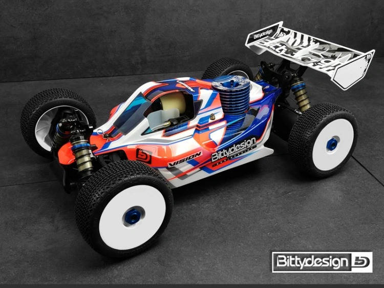 Bittydesign Body VISION 1/8 Buggy AE RC8B3.1 Nitro (Clear) Pre-Cut - 4