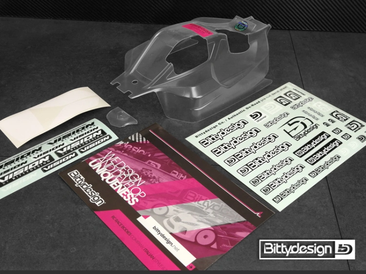 Bittydesign Body VISION 1/8 Buggy AE RC8B3.1 Nitro (Clear) Pre-Cut - 7