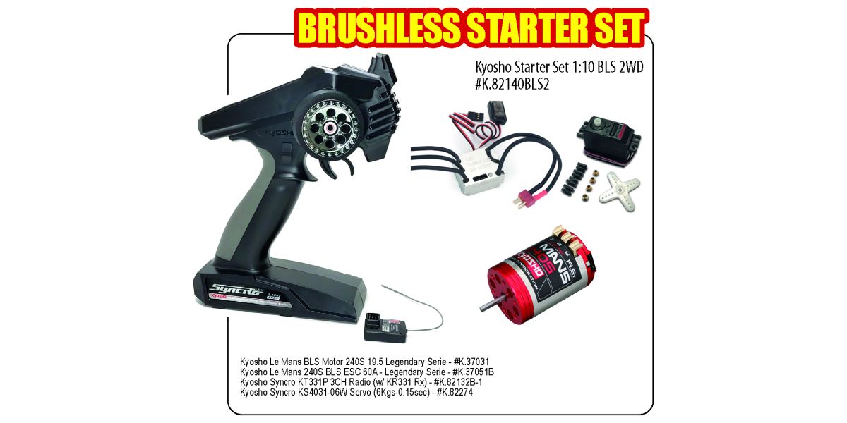 Kyosho 82140BLS2 Kyosho Starter Set 1:10 BLS 2WD (KT331-37031-37051B-HD3001HB)