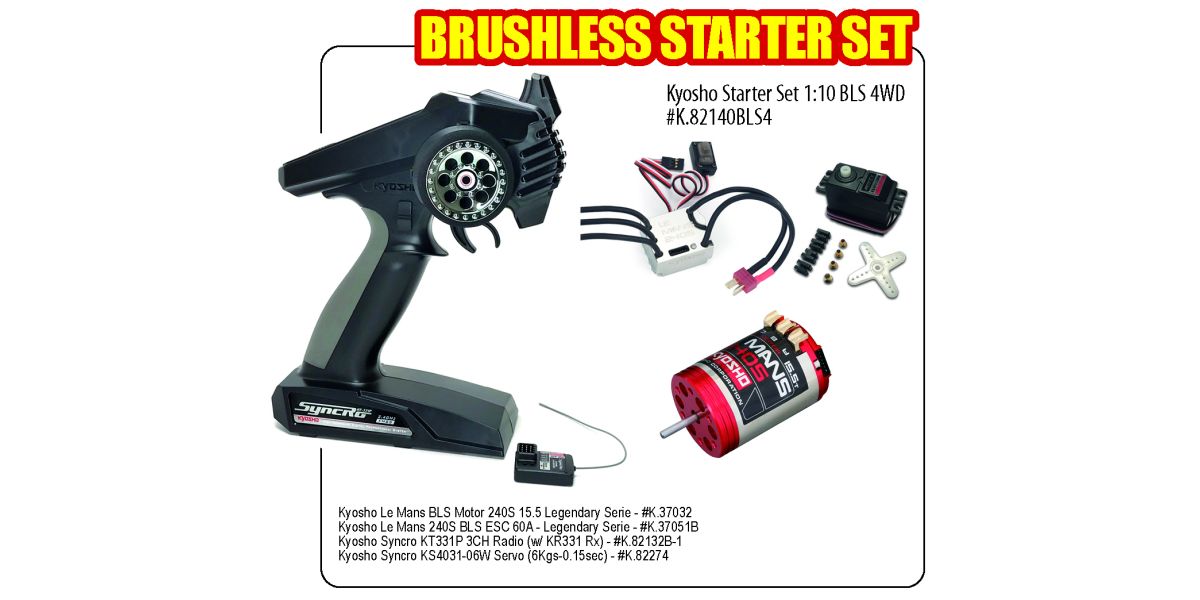 Kyosho 82140BLS4 Kyosho Starter Set 1:10 BLS 4WD (KT331-37034-37051B-HD3001HB)