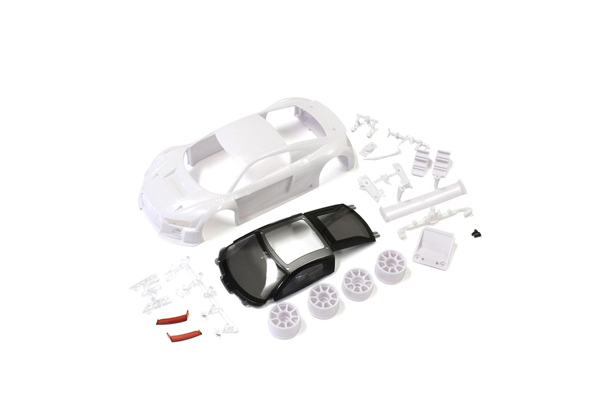 Kyosho MZN189 Bodyshell Audi R8 LMS 2015 Mini-Z + 2WD Rims (White Body)