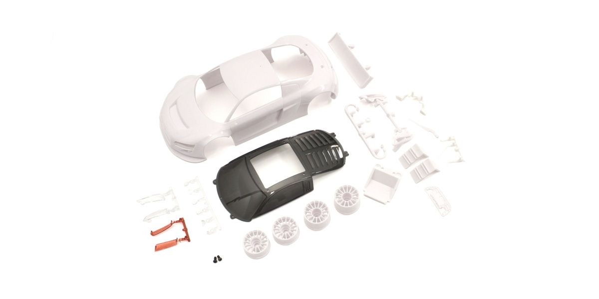 Kyosho MZN195 Bodyshell Audi R8 LMS Night-R Mini-Z + 2WD Rims (White Body)
