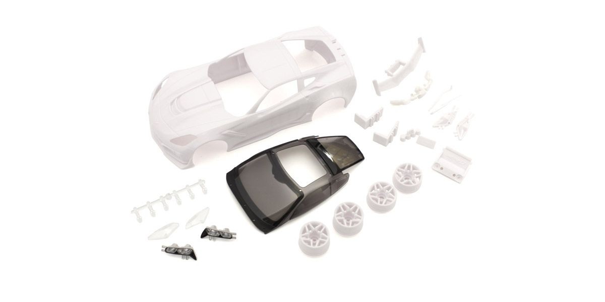 Kyosho MZN196 Bodyshell Chevrolet Corvette ZR1 Mini-Z + 2WD Rims (White Body)