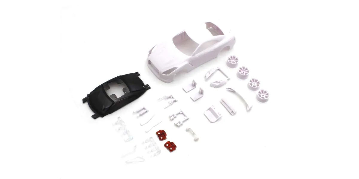 Kyosho MZN210 Bodyshell Nissan Skyline GT-R R35 Mini-Z + AWD Rims (White Body)