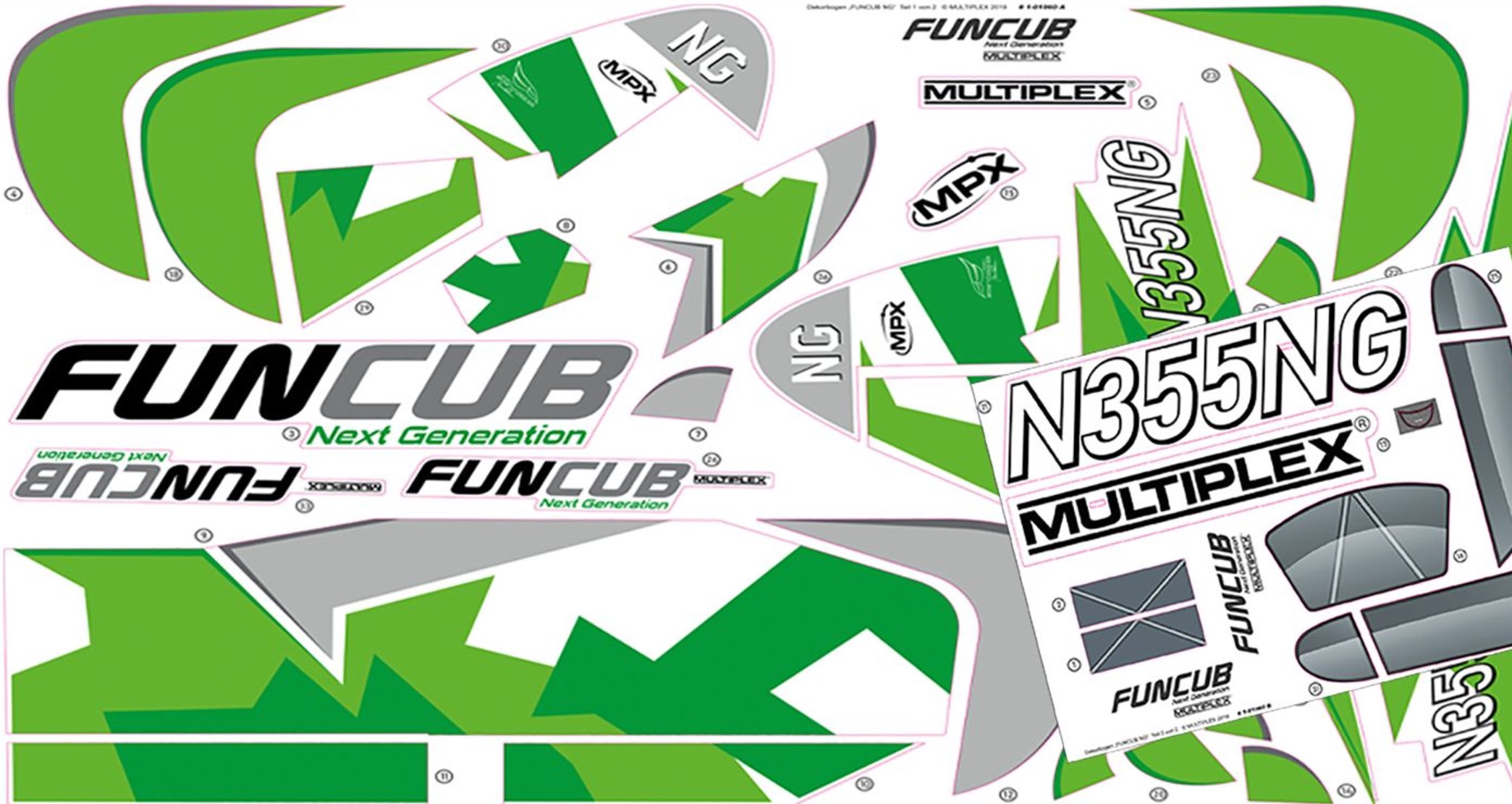 Multiplex Decals FunCub NG Grön A and B
