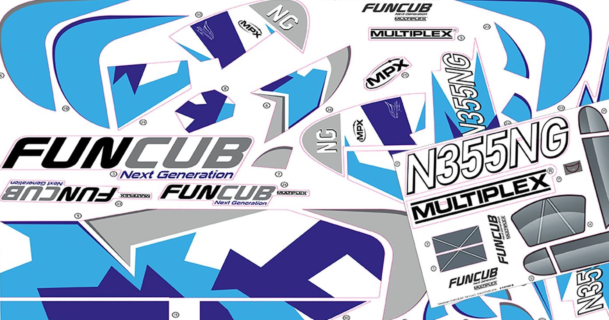 Multiplex Decals FunCub NG Blå A and B