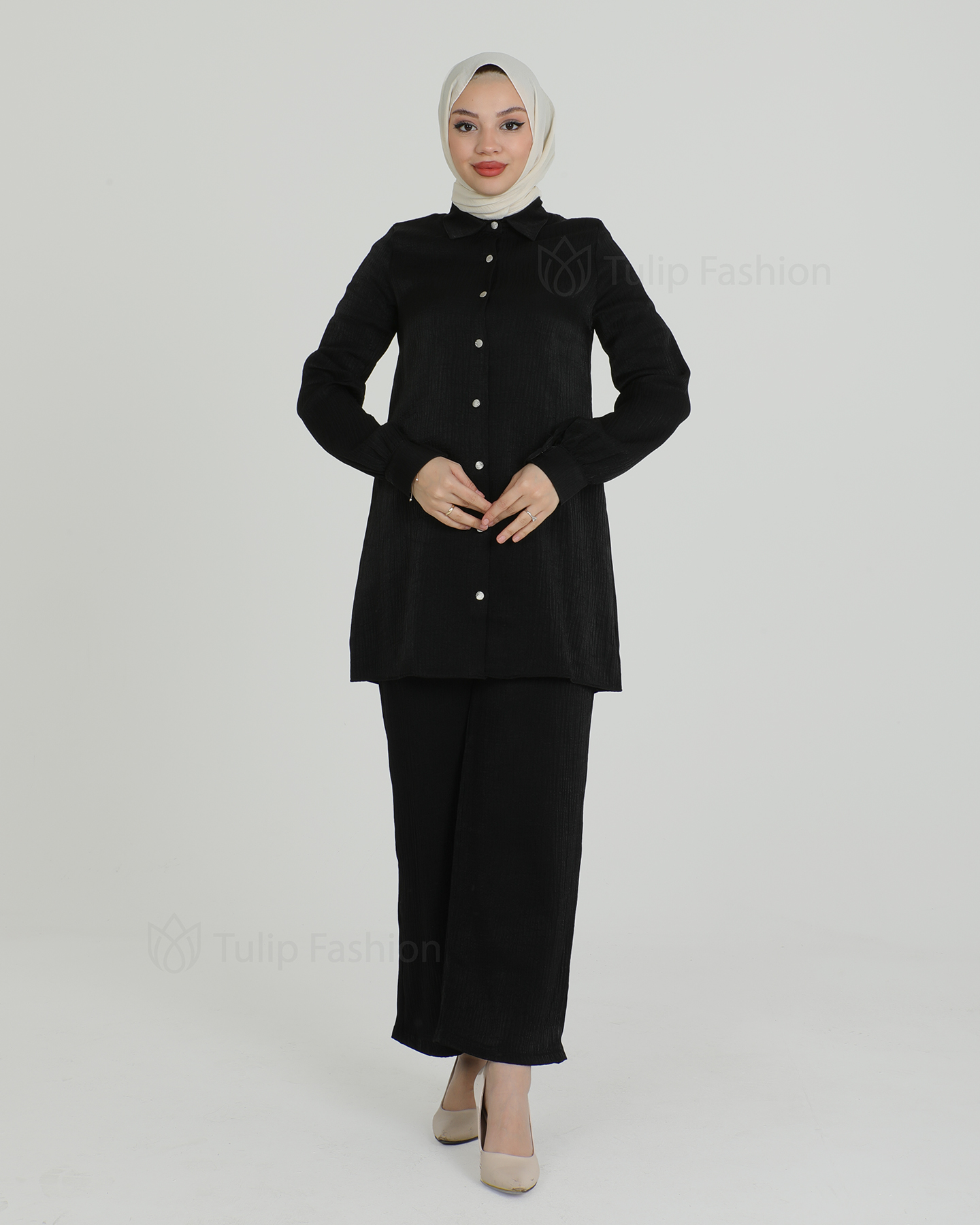 Tunic set with pants - Black
