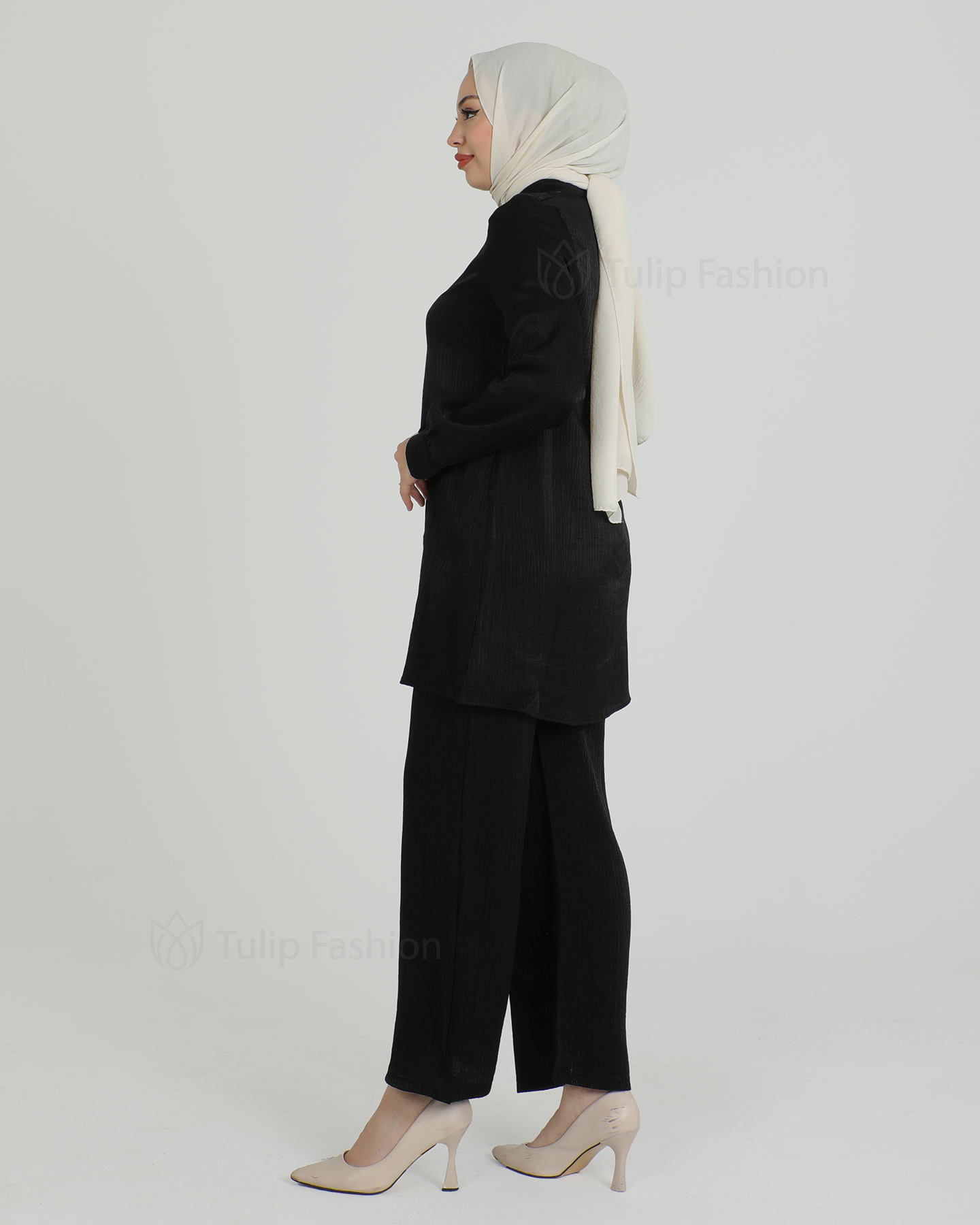 Tunic set with pants - Black - 3