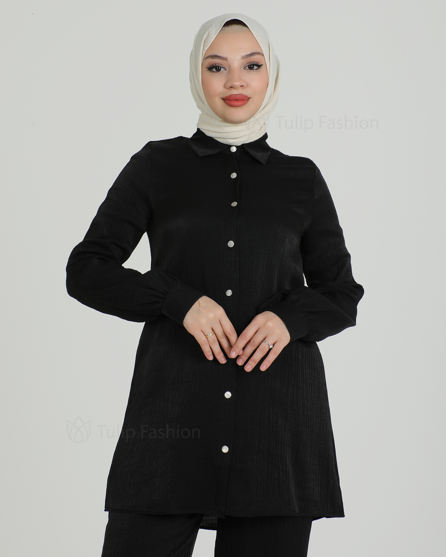 Tunic set with pants - Black - 5
