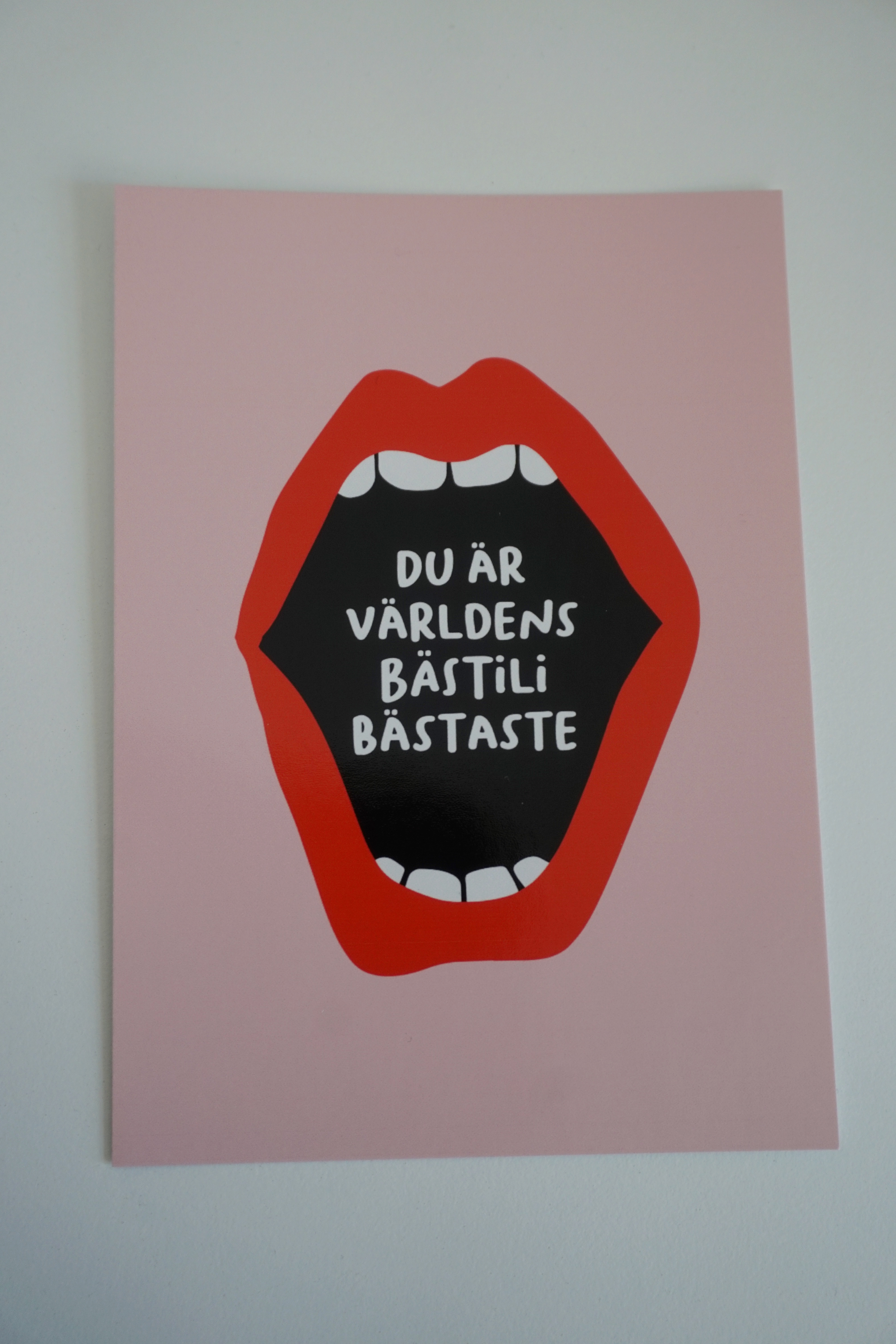 Postcard ”du är världens bästeli bästaste” pink