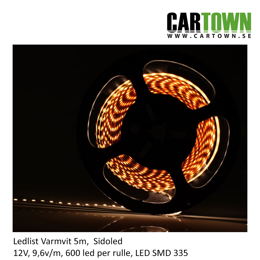 Ledstrip Warm white, SMD 335, side leds, 5m