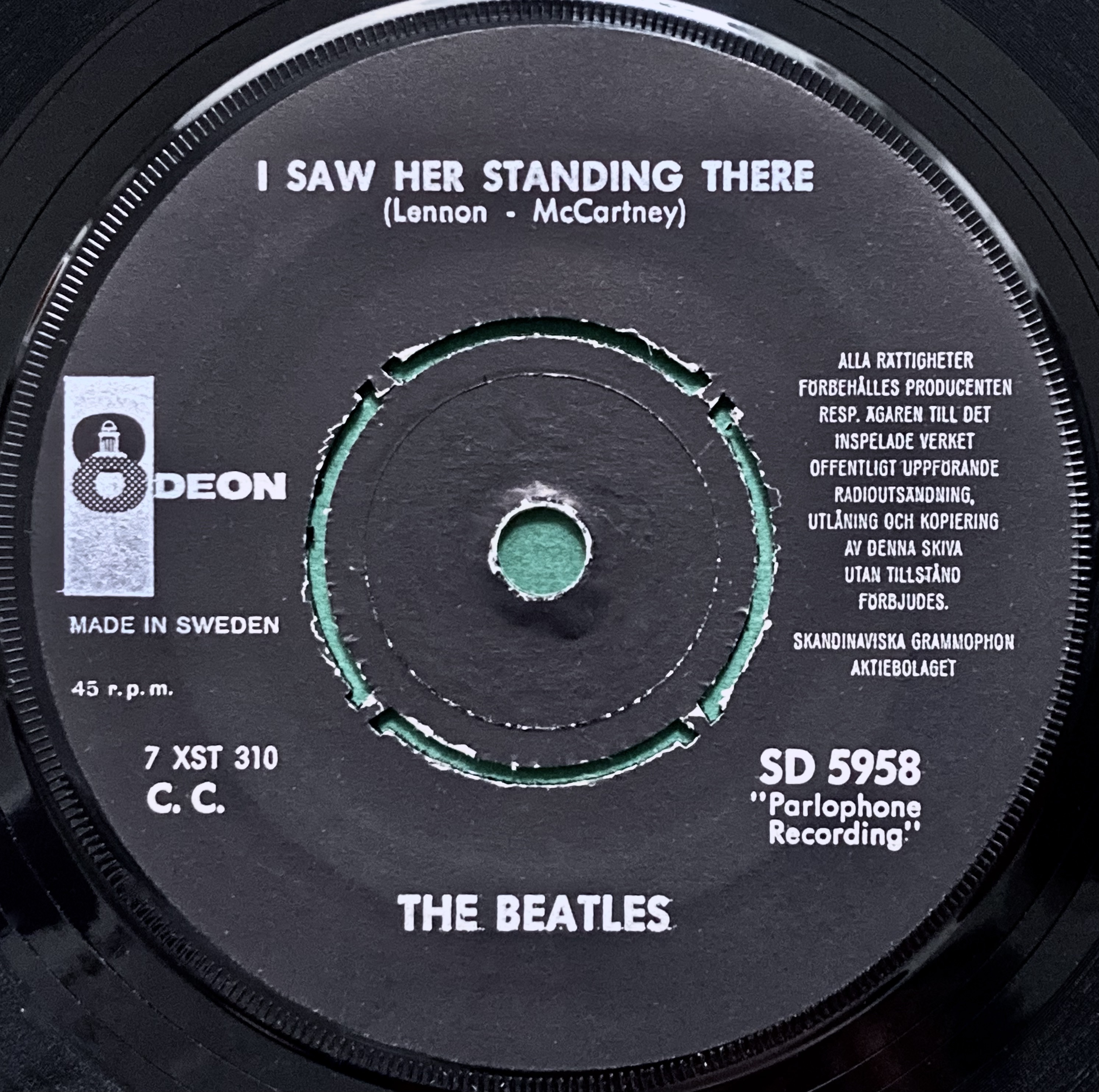BEATLES - All my loving 7" Ljusblå Swe PS 1964 - 3