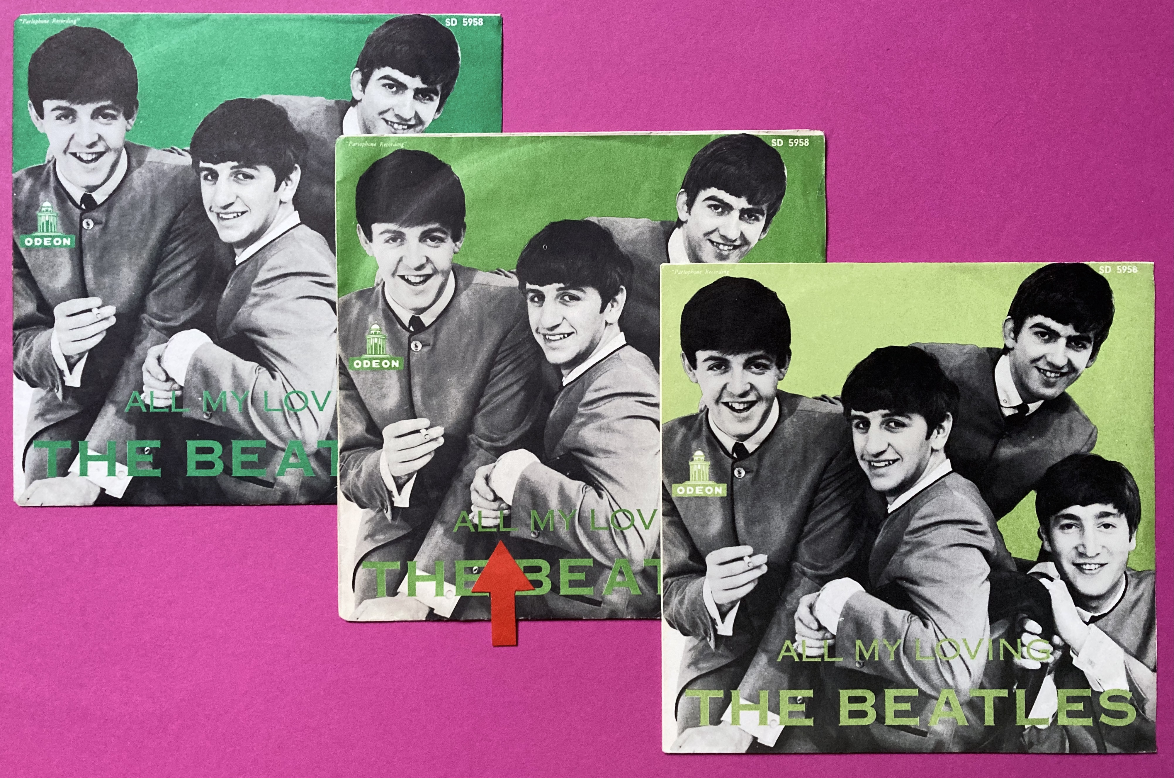 BEATLES - All my loving 7" "Herbal" GREEN Swe PS 1964 - 5