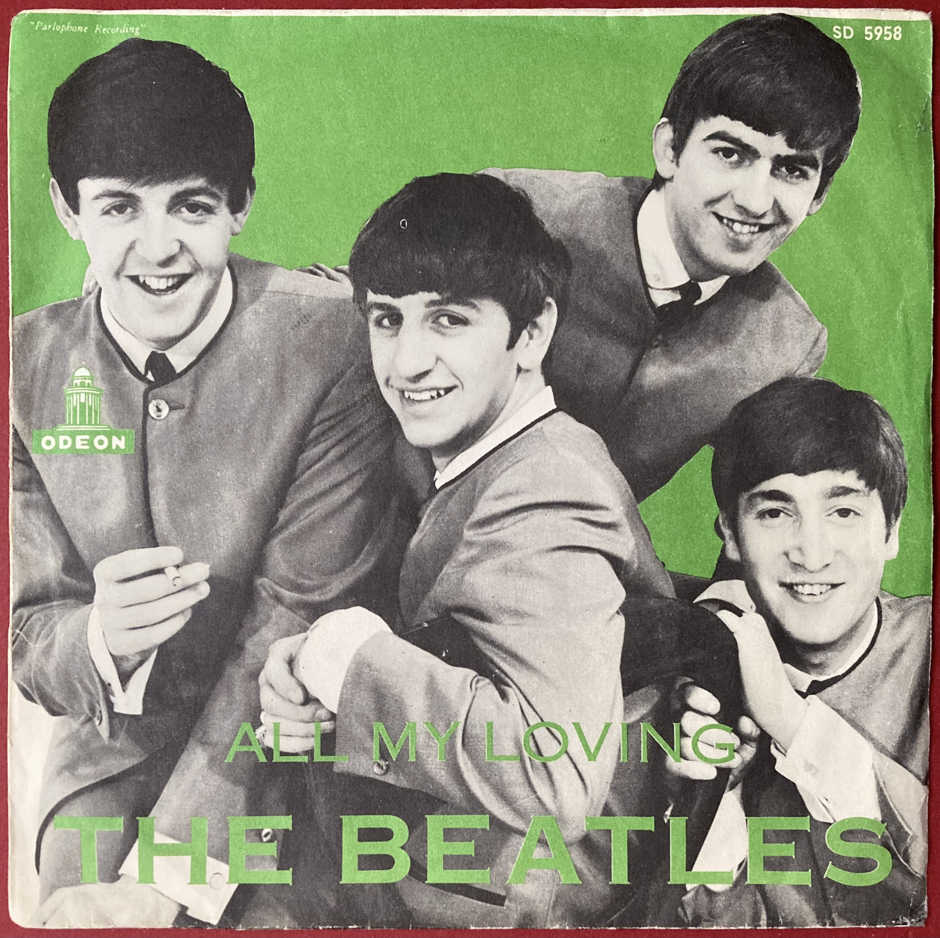 BEATLES - All my loving 7" "Herbal" GREEN Swe PS 1964
