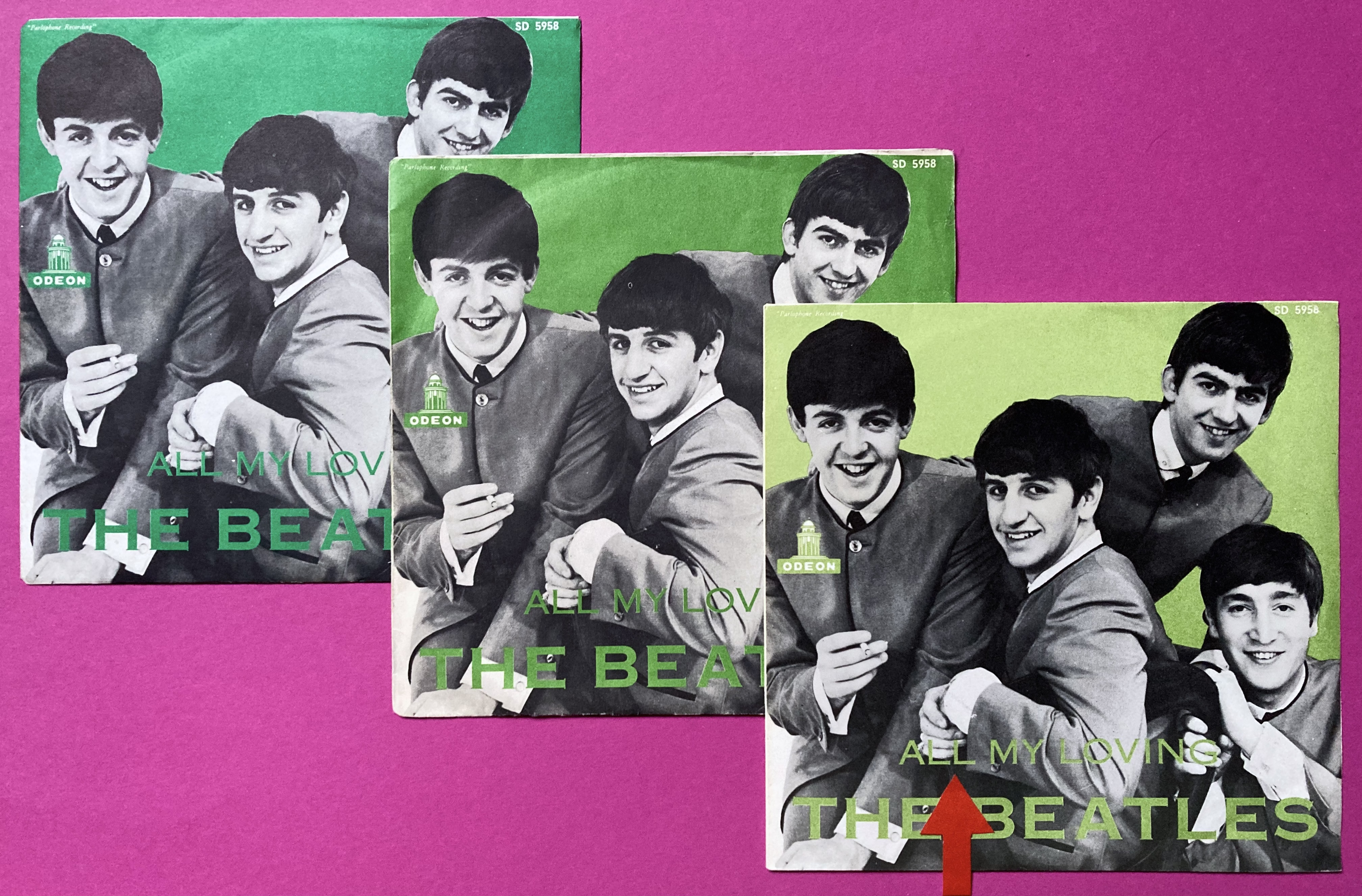 BEATLES - All my loving 7" SOLID center Swe PS 1964 - 5