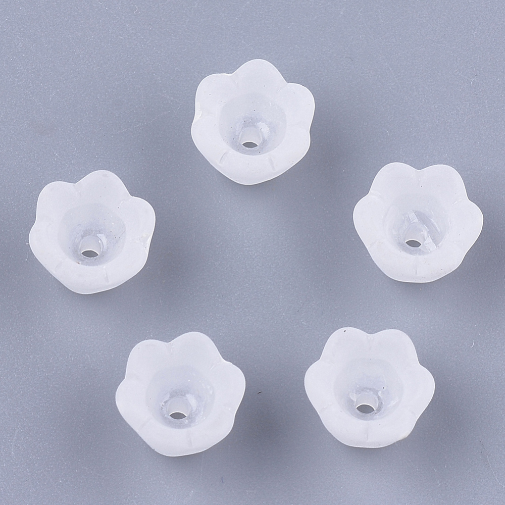 Akrylblomma liljekonvalj frostad 10 mm vit 50 st - 3