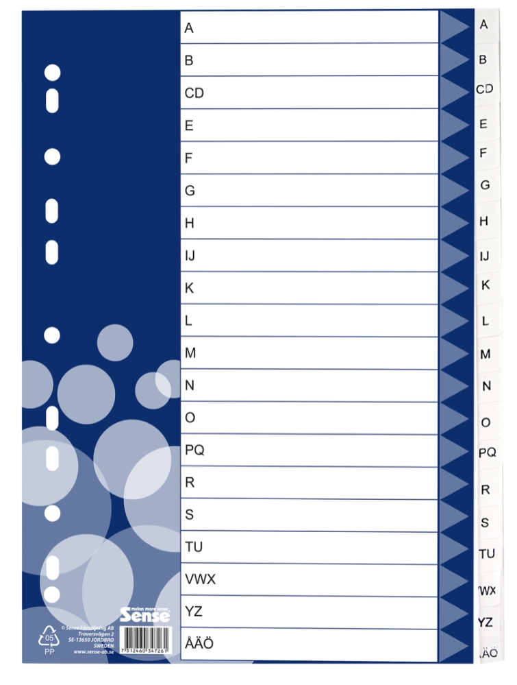 Plastregister A4 A-Ö