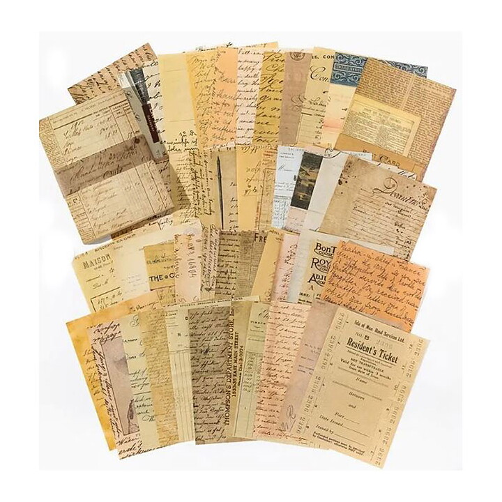 Vintage Paper Set- Antique sheets 10 x 14 cm