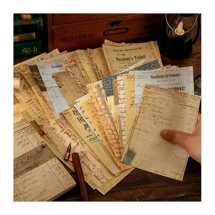 Vintage Paper Set- Antique sheets 10 x 14 cm